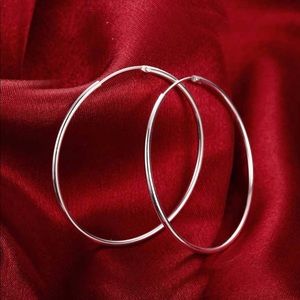 925 Sterling Silver Hoop Earrings 2”